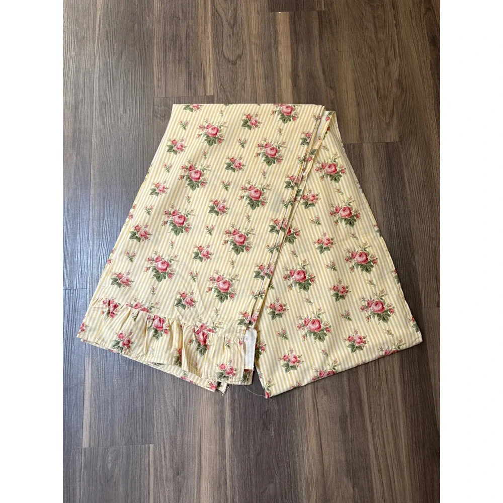 Ralph Lauren Flat Sheet King Yellow Stripe Floral Sophie Brooke Vintage Ruffled